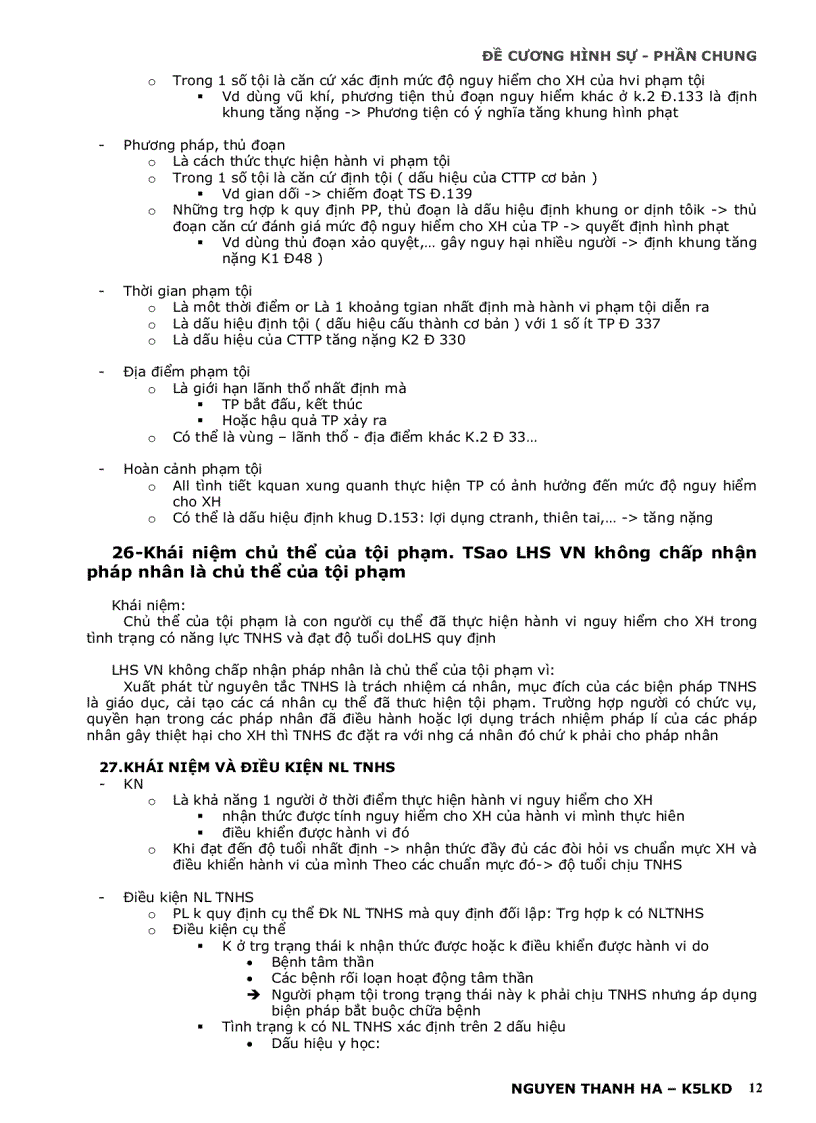 image for page Đề cương hình sự phần chung