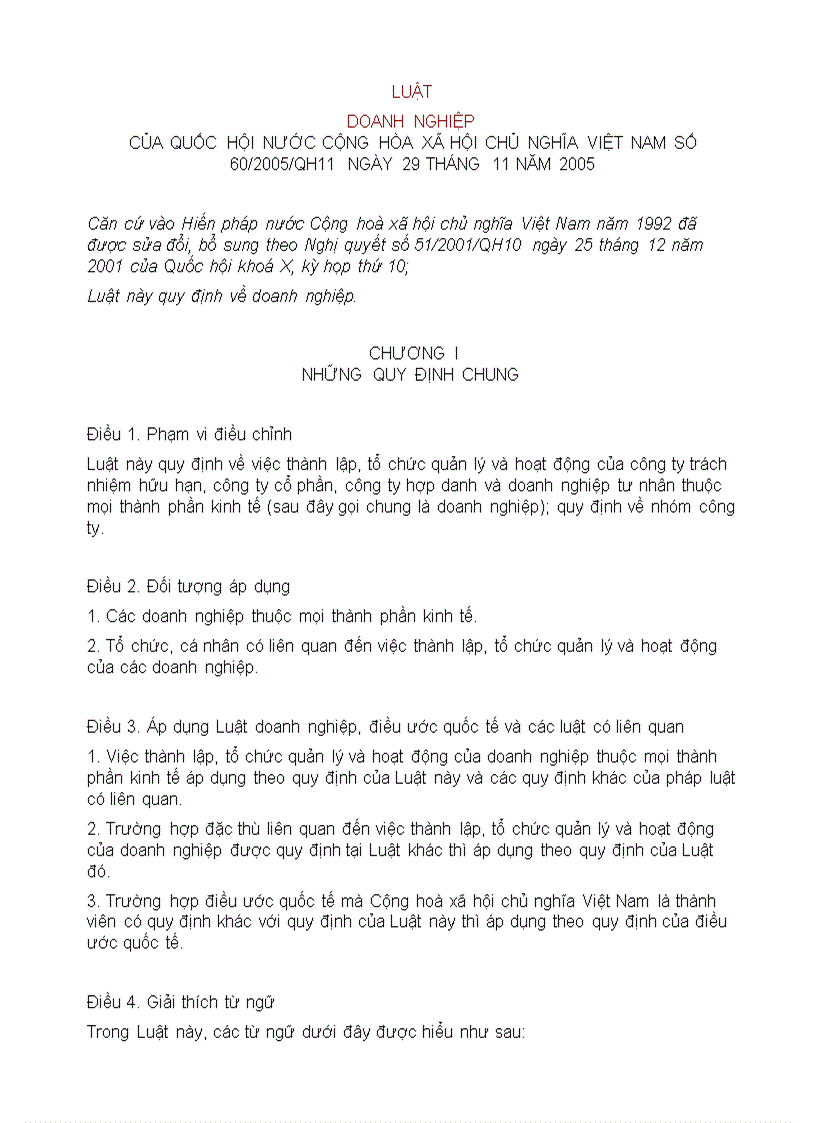 image for page Luật doanh nghiệp của quốc hội nước cộng hòa xã hội chủ nghĩa việt nam số 60 2005 qh11 ngày 29 tháng 11 năm 2005