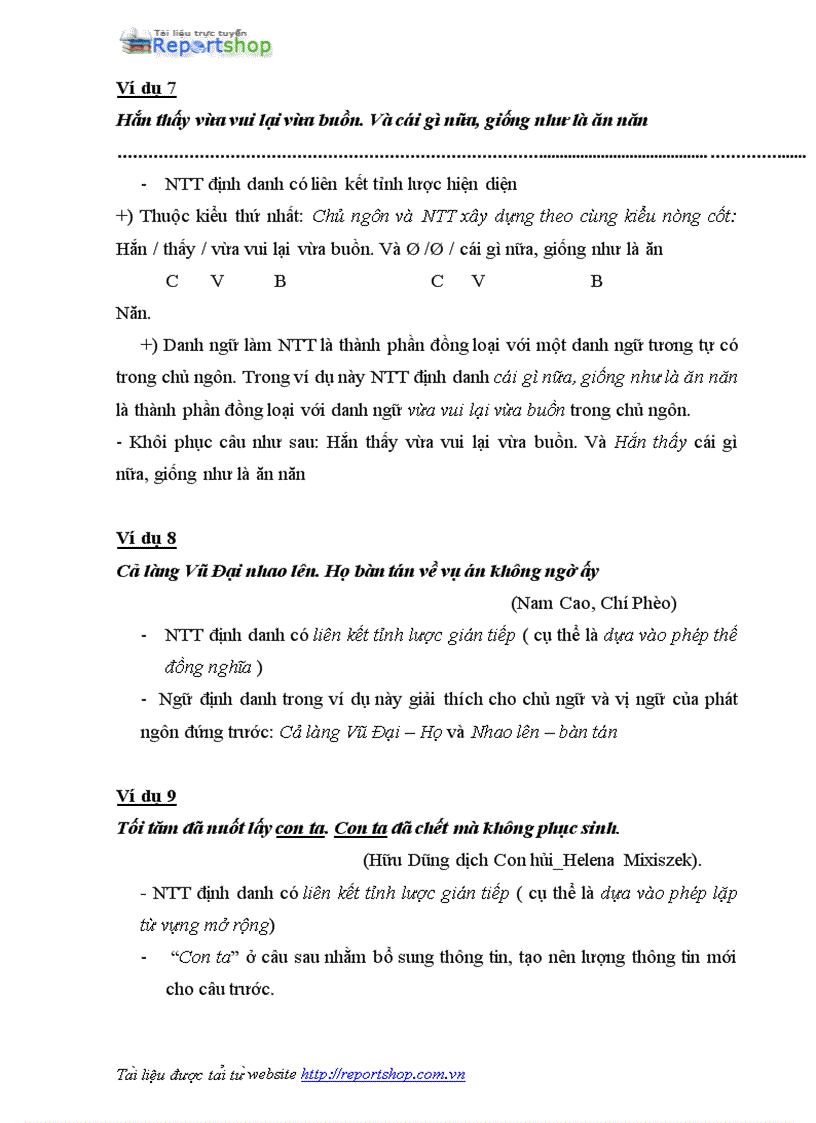 image for page Thu thập hai mươi ví dụ thuộc một trong các loại ngữ trực thuộc NTT Phân tích nhận diện các ngữ trực thuộc đó