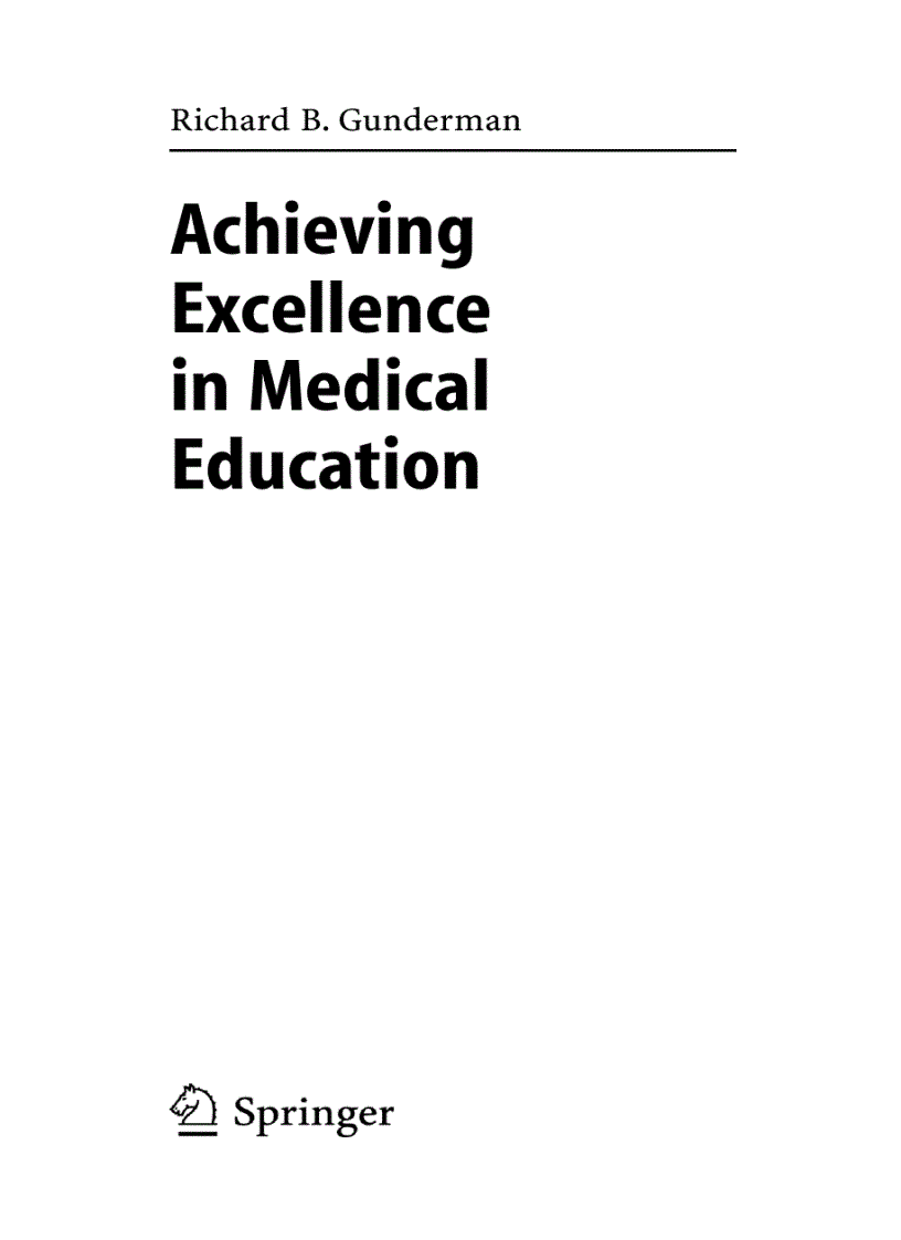 Achieving Excellence in Medical Education pdf