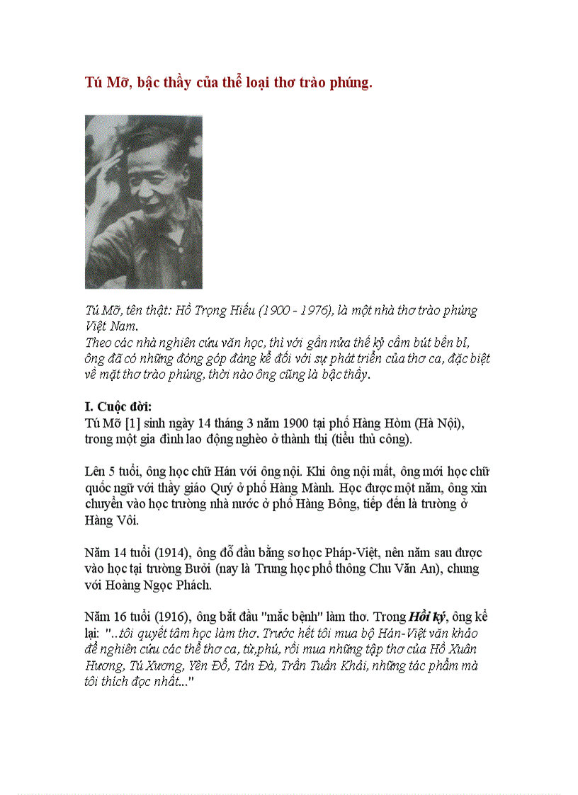 image for page Tú Mỡ bậc thầy của thể loại thơ trào phúng