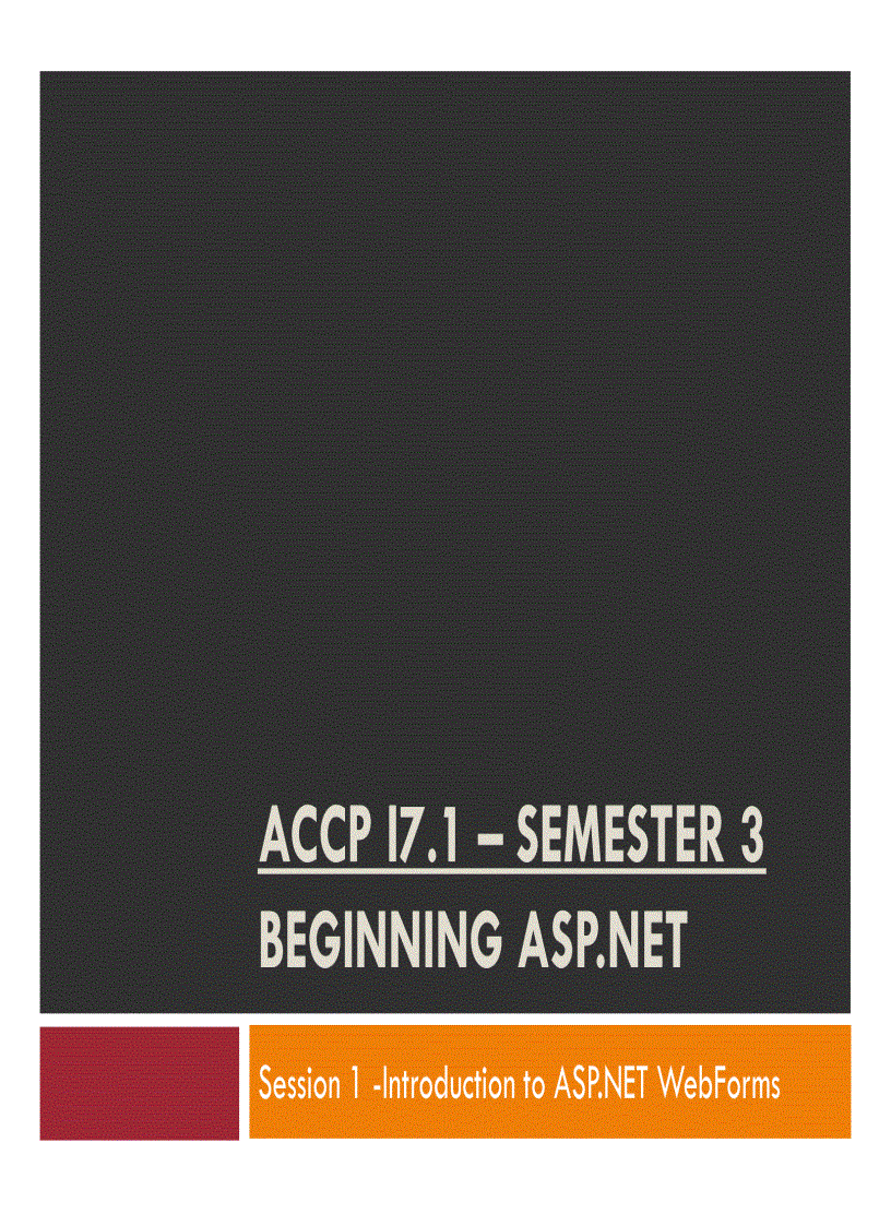 image for page Session 1 Introduction to ASP NET WebForms