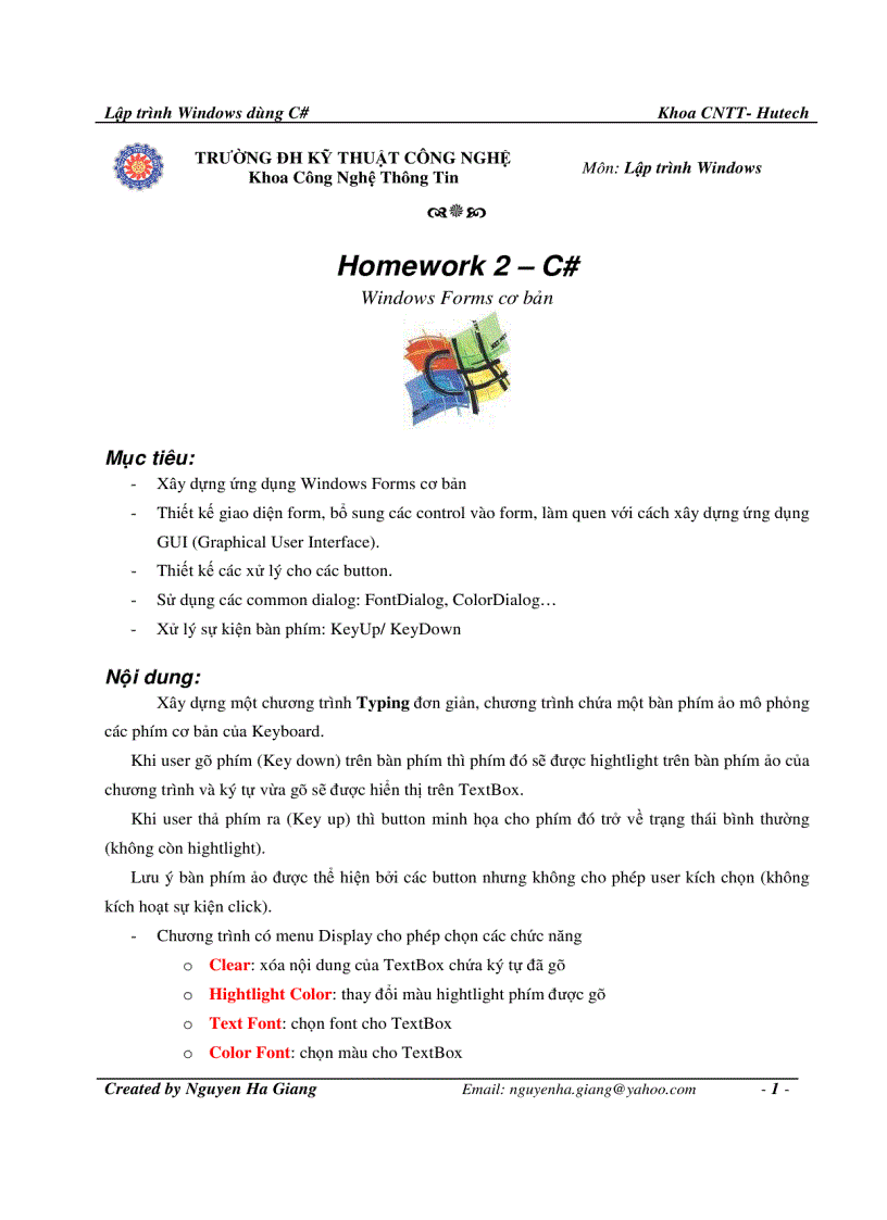 image for page Homework 2 C Windows Forms cơ bản