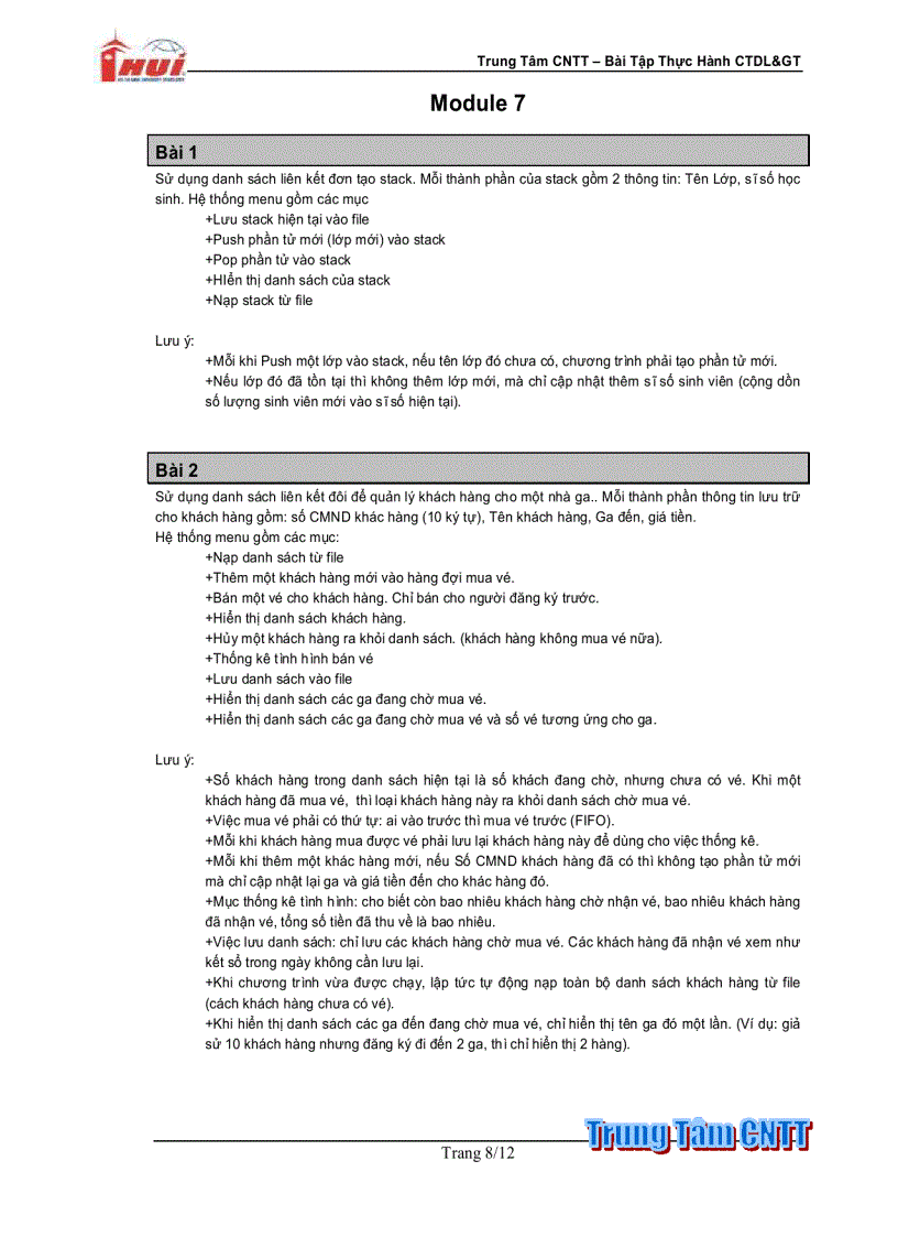 image for page Bài Tập Thực Hành Cấu Trúc Dữ Liệu Và Giải Thuật