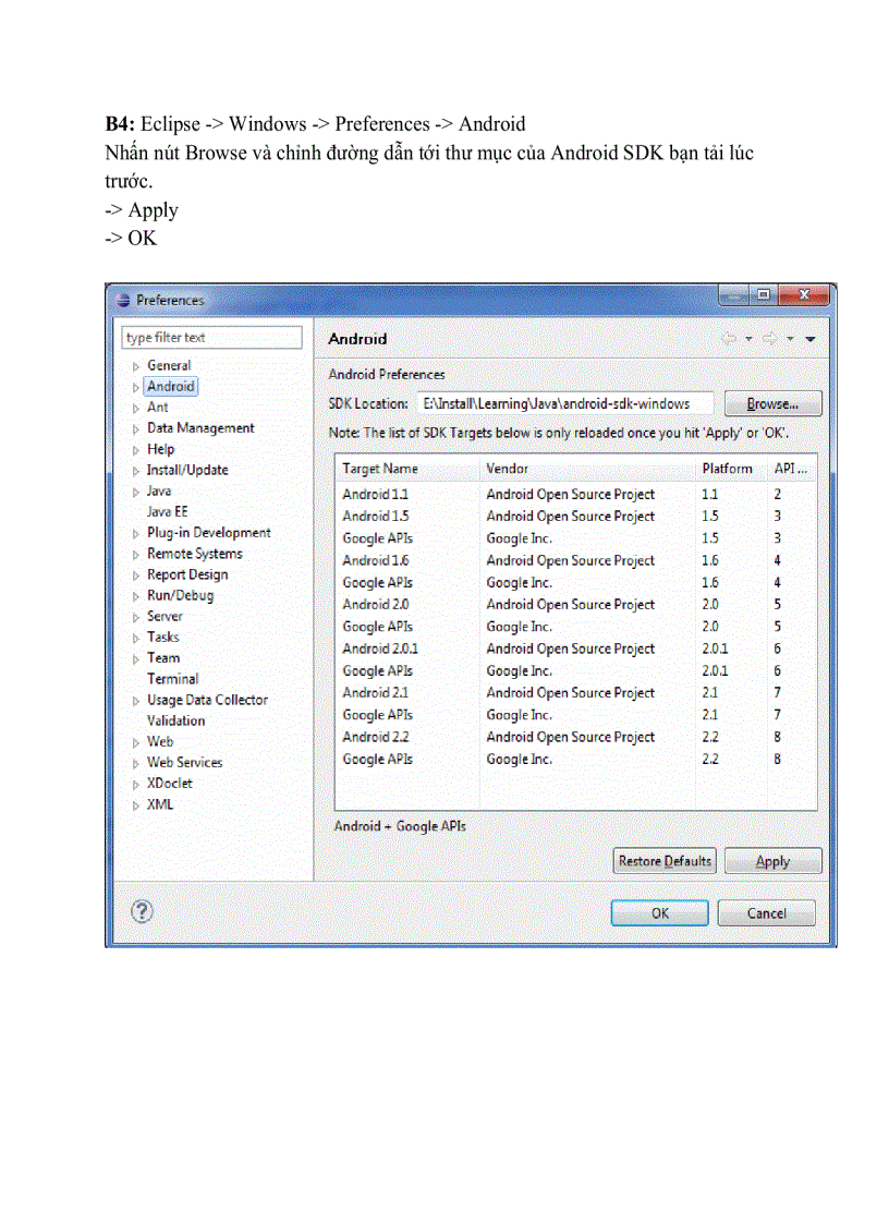 image for page Hướng dẫn cài đặt Android với Eclipse