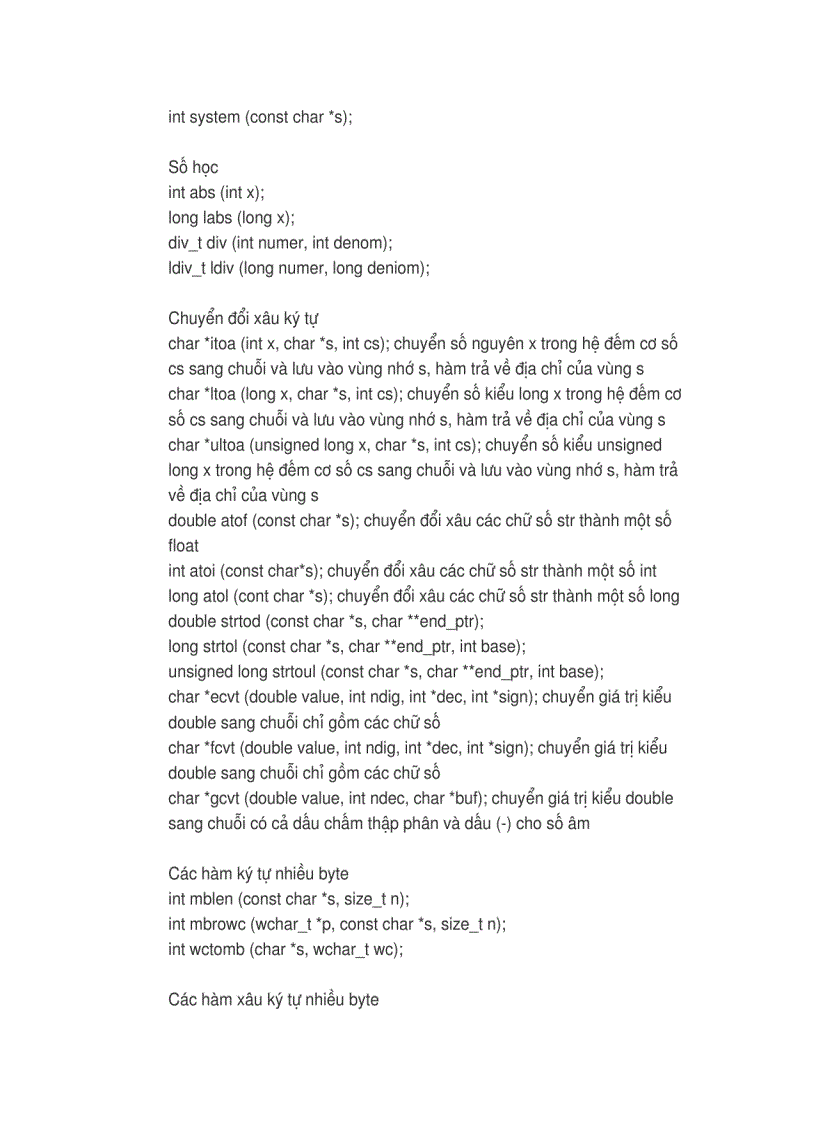 image for page Các hàm thư viện trong c