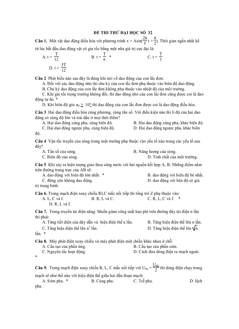 image for page Đề thi thử đại học số 32