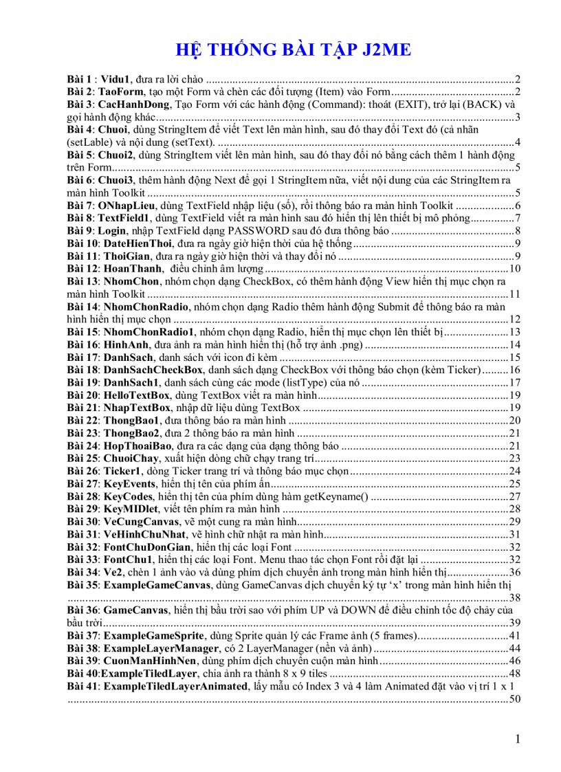 image for page Hệ thống bài tập j2me
