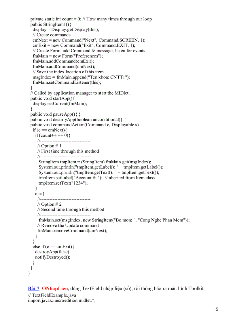 image for page Hệ thống bài tập j2me