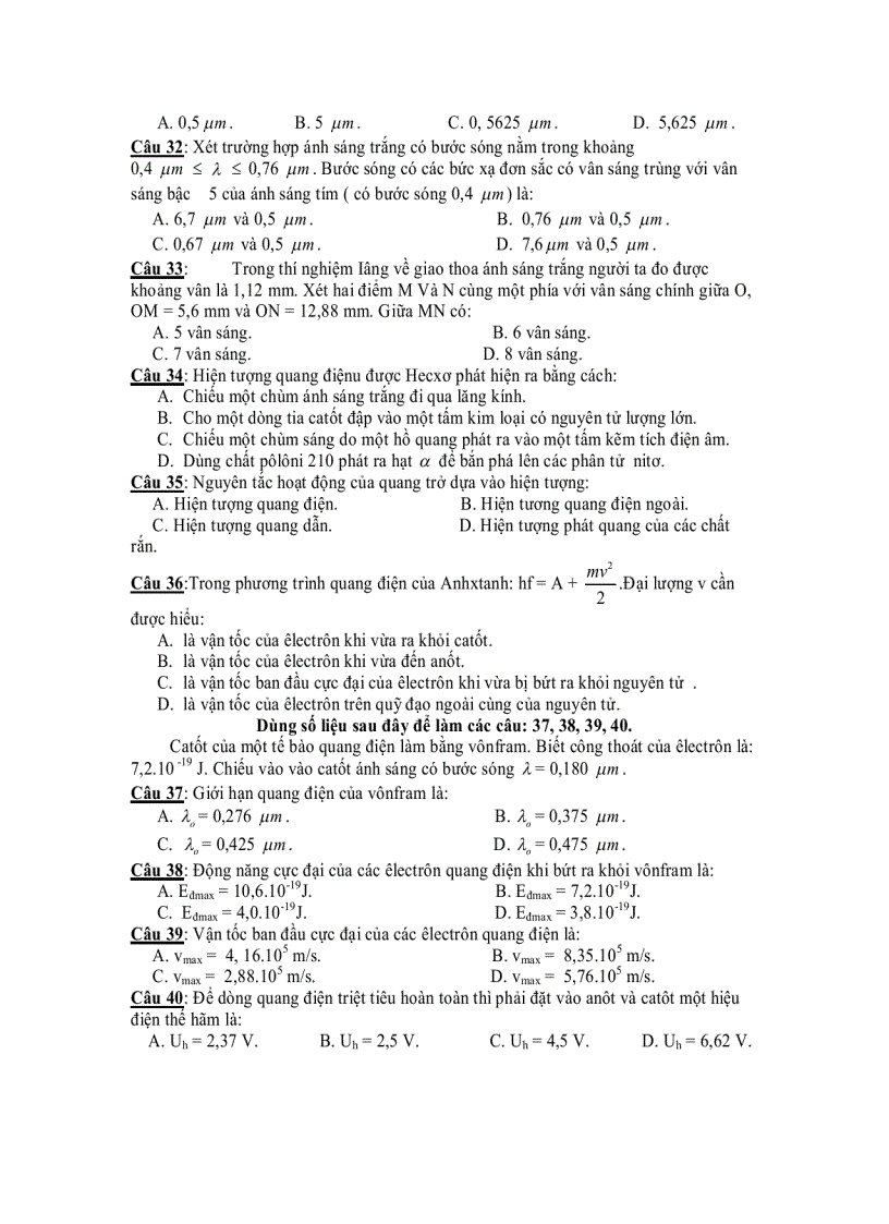 image for page Đề thi học kỳ II Khối 12 Môn Vật lí ĐỀ 002B