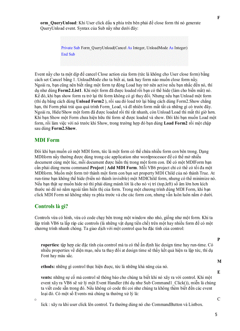 image for page Form và các Controls thông thường