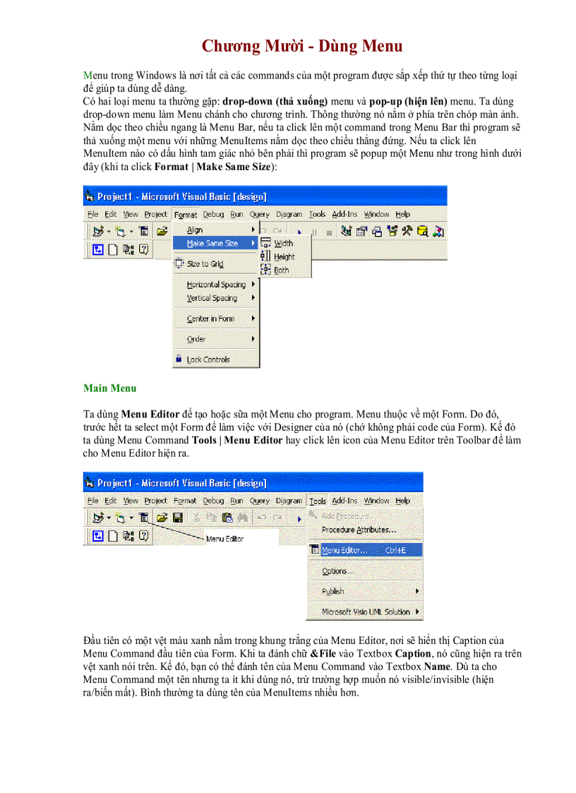 image for page Dùng Menu