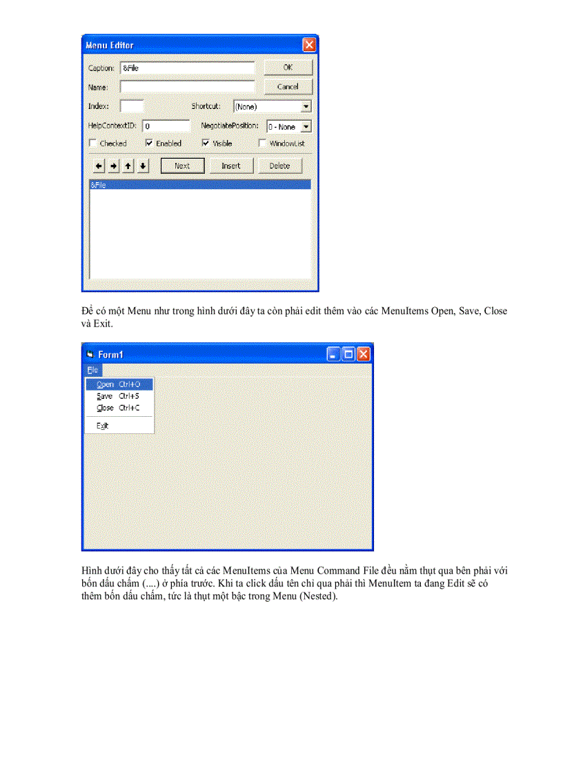 image for page Dùng Menu