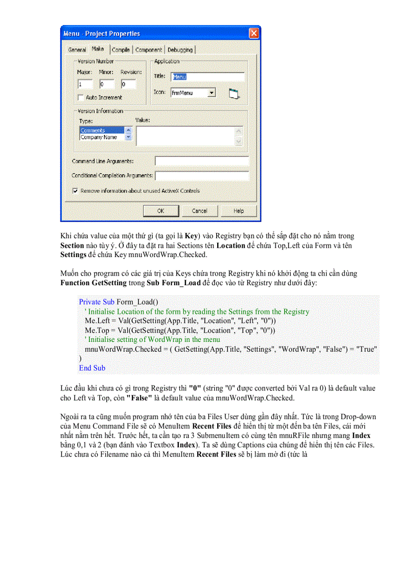 image for page Dùng Menu