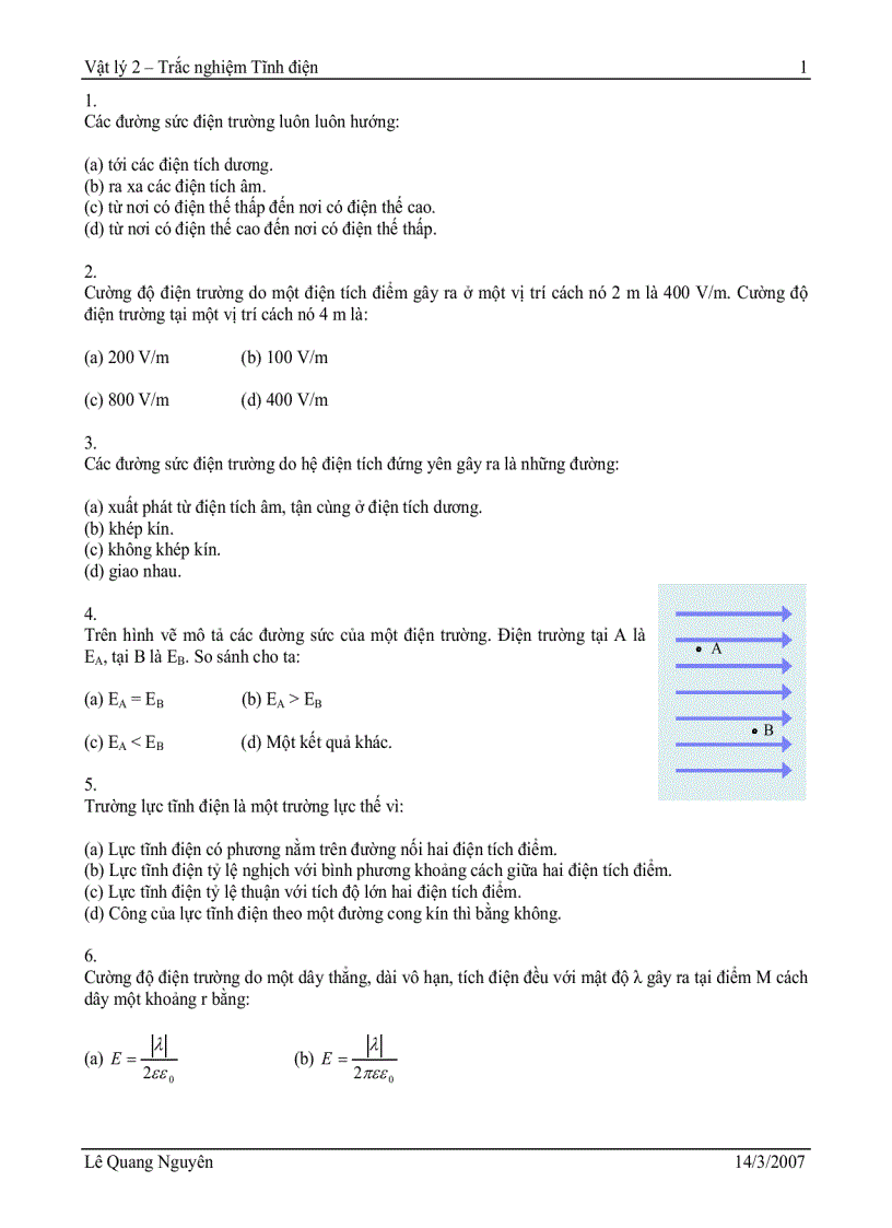 image for page Trắc nghiệm Tĩnh điện