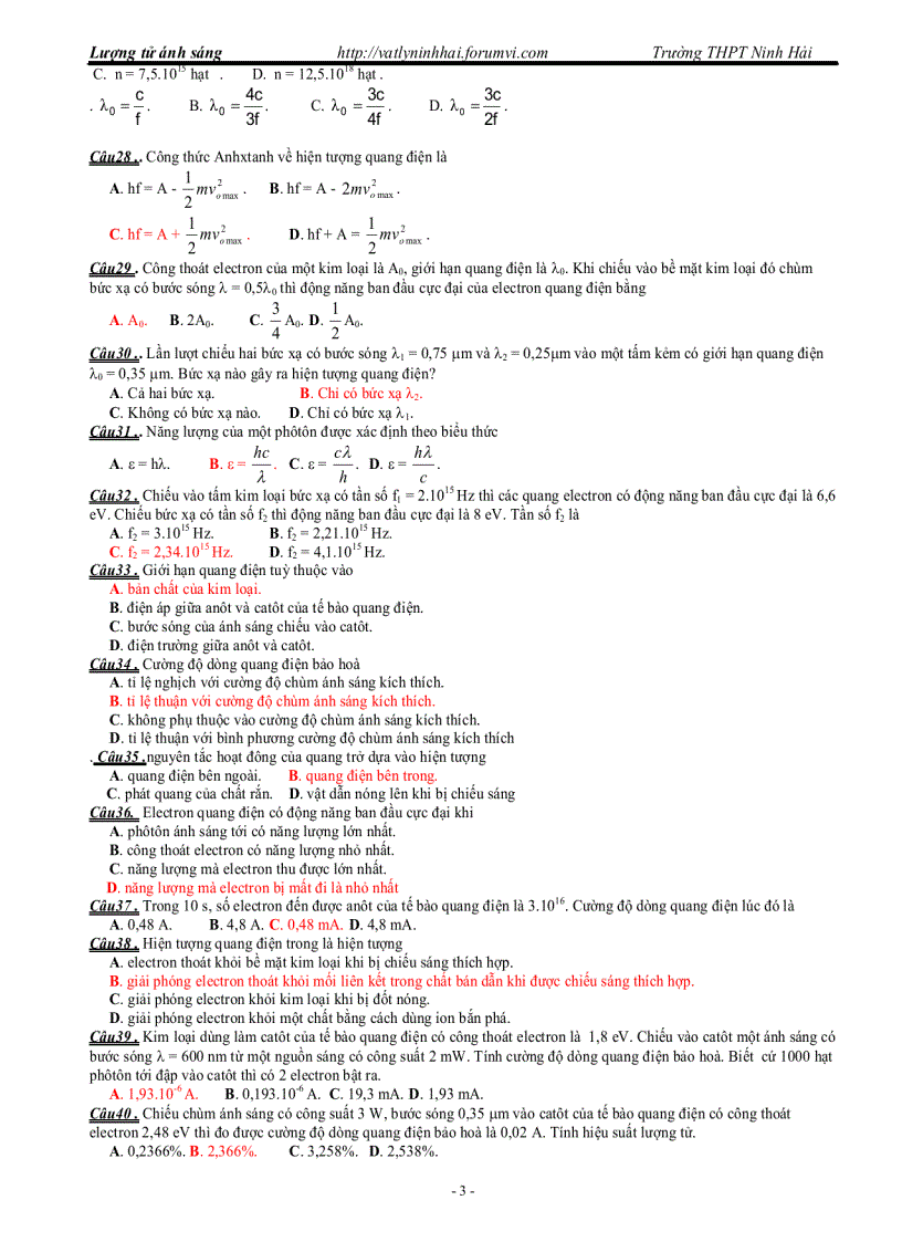 image for page Lượng tử ánh sáng bài tập trắc nghiệm