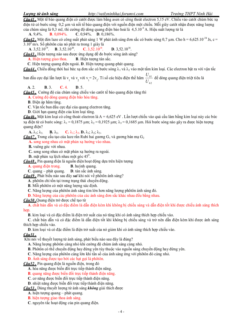 image for page Lượng tử ánh sáng bài tập trắc nghiệm