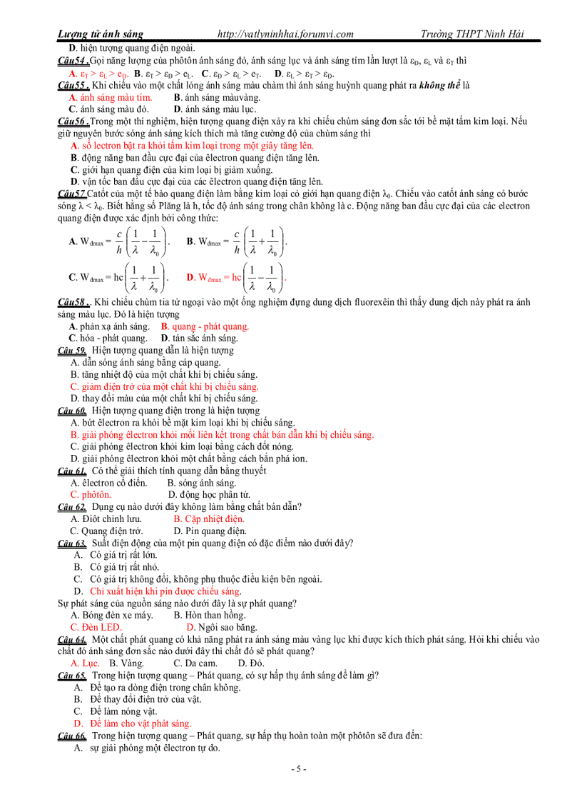 image for page Lượng tử ánh sáng bài tập trắc nghiệm