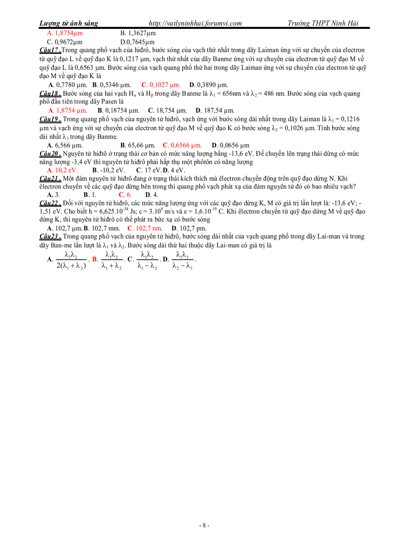 image for page Lượng tử ánh sáng bài tập trắc nghiệm
