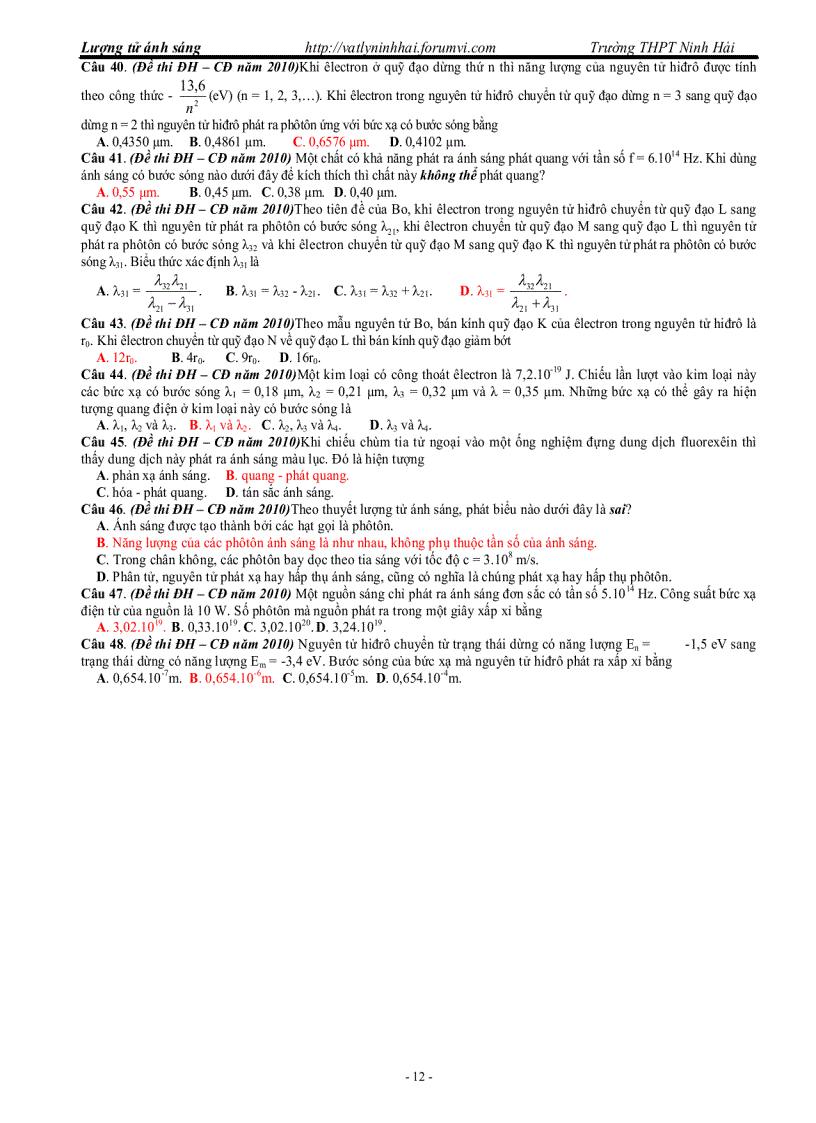 image for page Lượng tử ánh sáng bài tập trắc nghiệm