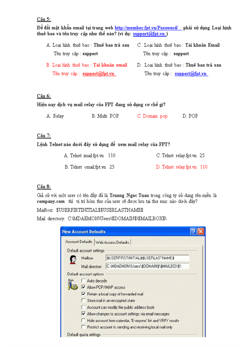 image for page Đề thi chuyên môn phòng bảo trì FPT 2005