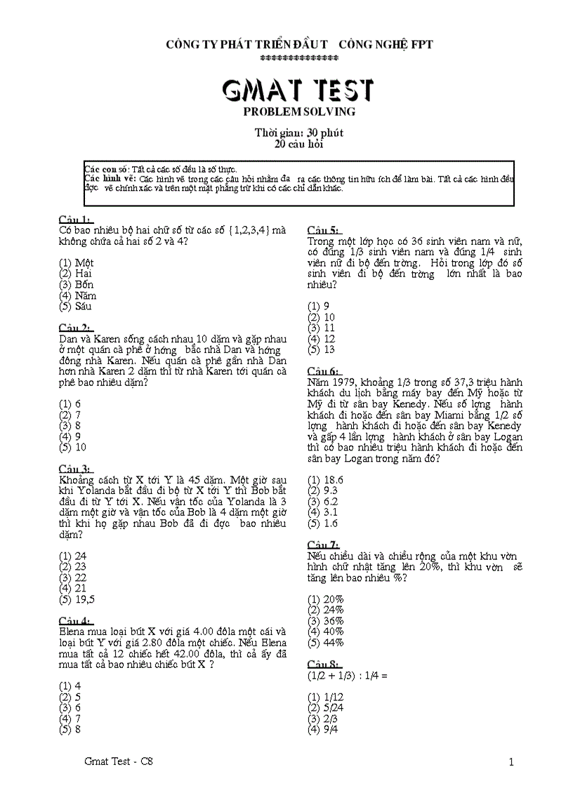 image for page Đề thi GMAT test C7 Problem Solving FPT