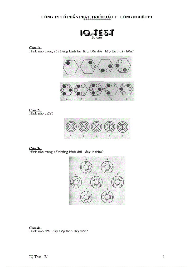 image for page IQ test B1 FPT có đáp án