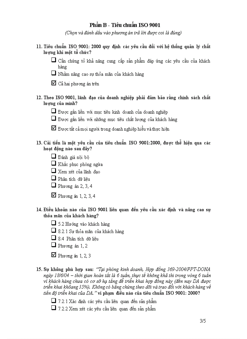 image for page Đề thi Đáp án về hệ thống chất lượng của FPT