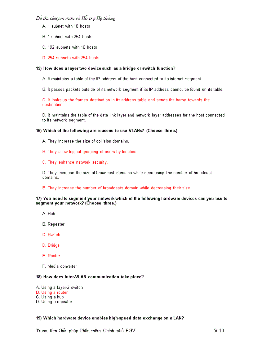 image for page Đề kiểm tra chuyên môn về hỗ trợ hệ thống FPT