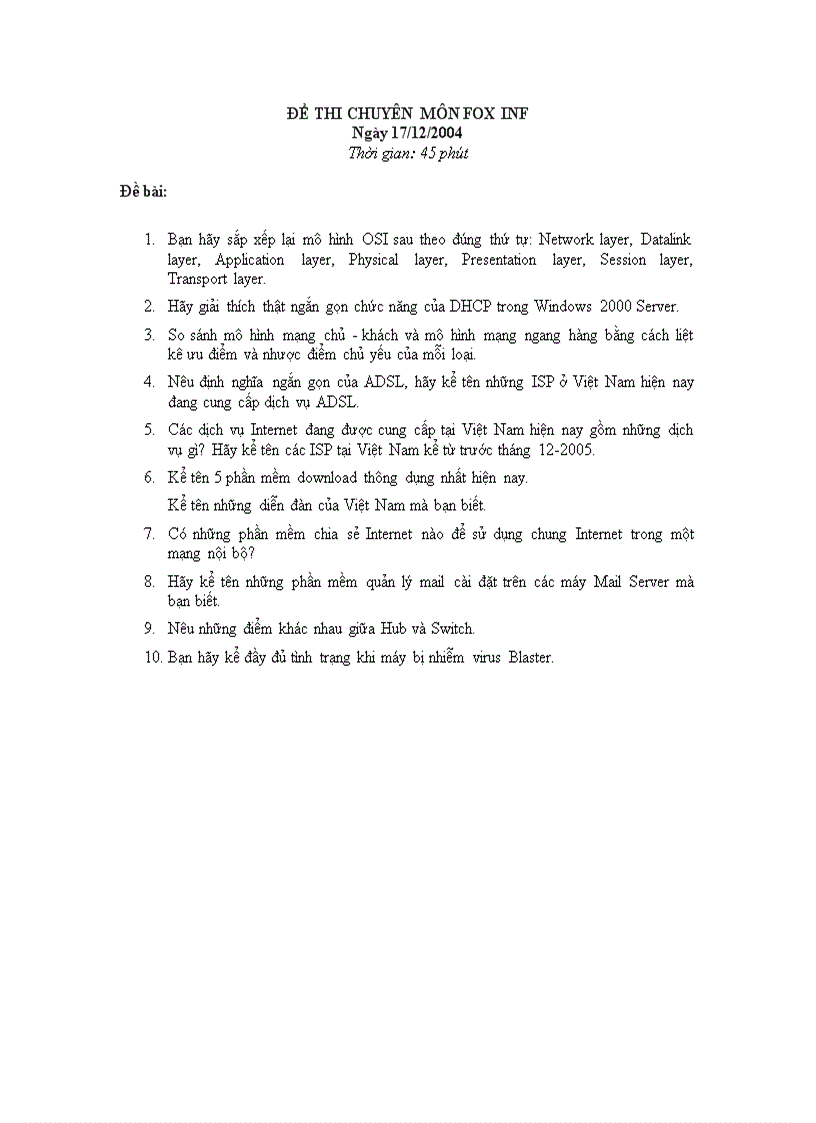 image for page Đề thi chuyên môn fox inf