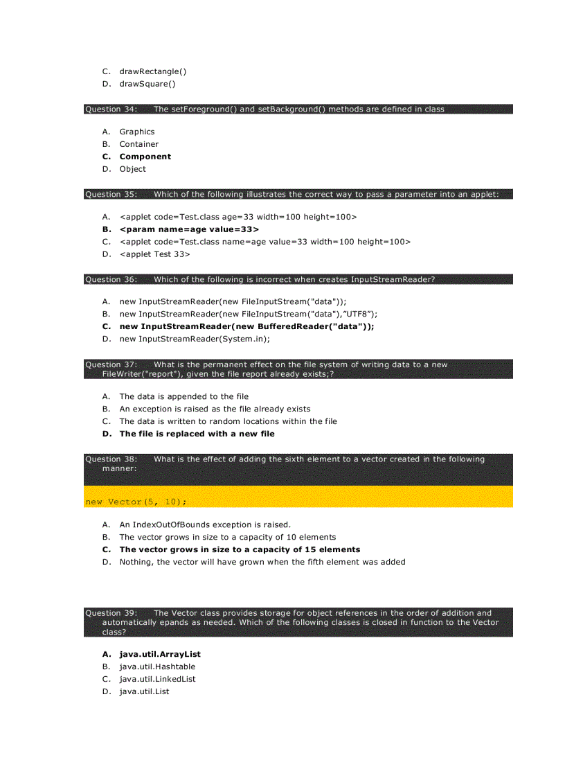 image for page JAVA EXAMINATION include answer