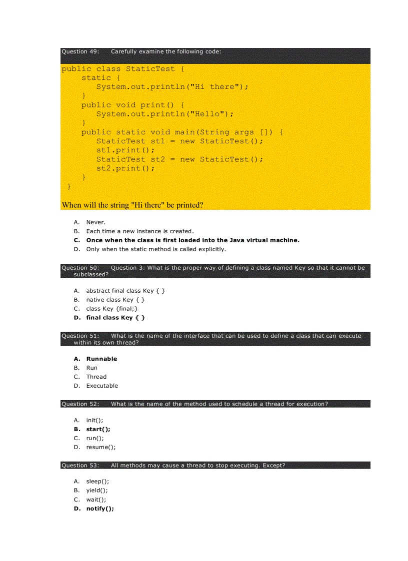 image for page JAVA EXAMINATION include answer