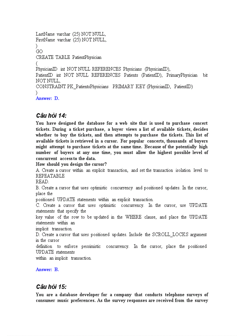 image for page Đề thi về SQL