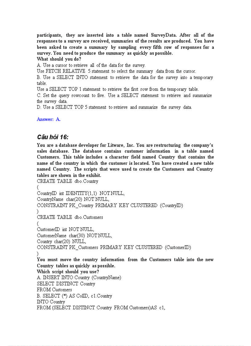 image for page Đề thi về SQL