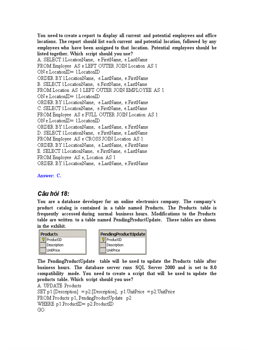image for page Đề thi về SQL