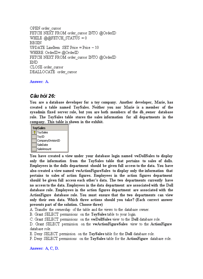 image for page Đề thi về SQL
