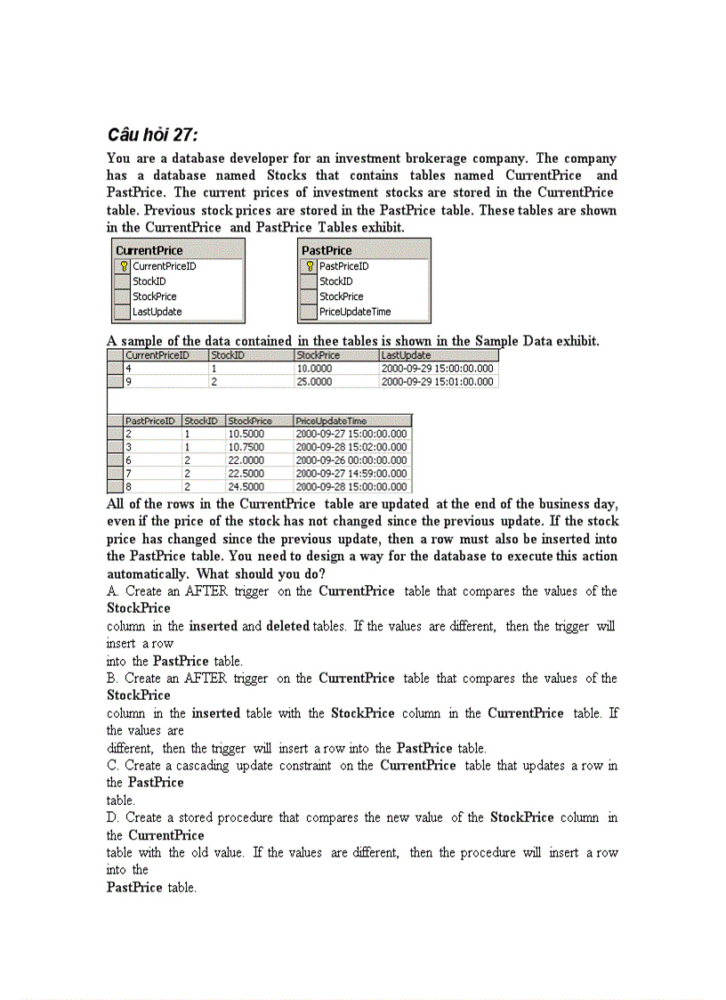 image for page Đề thi về SQL