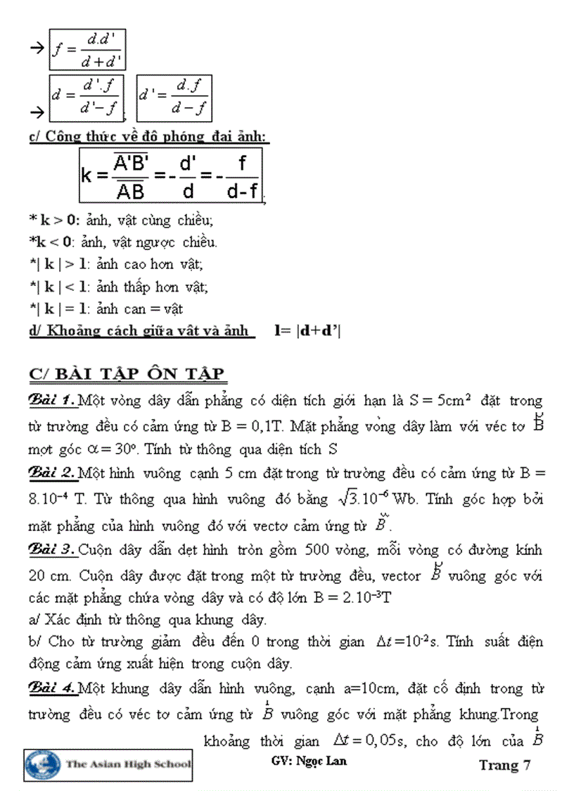image for page Đề cương ôn tập thi học kì 2 Môn vật lý 11