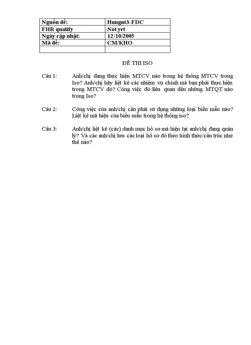 image for page Đề thi về ISO