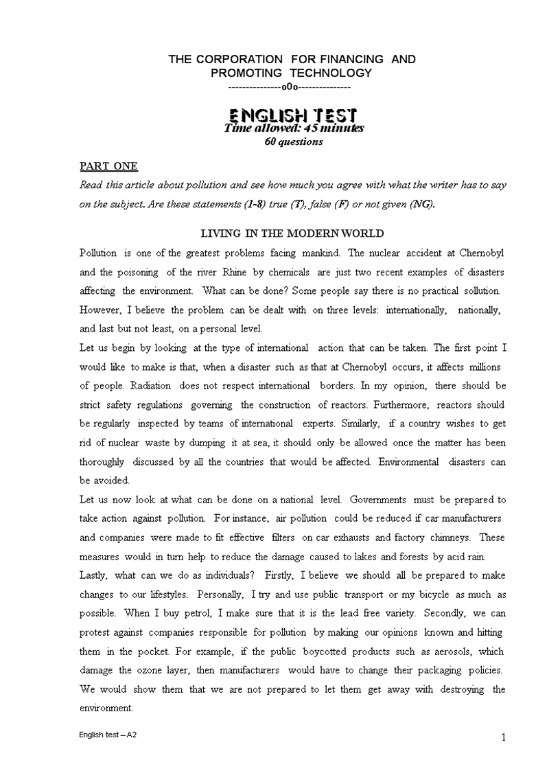 image for page Đề thi Anh A 2 FPT có đáp án