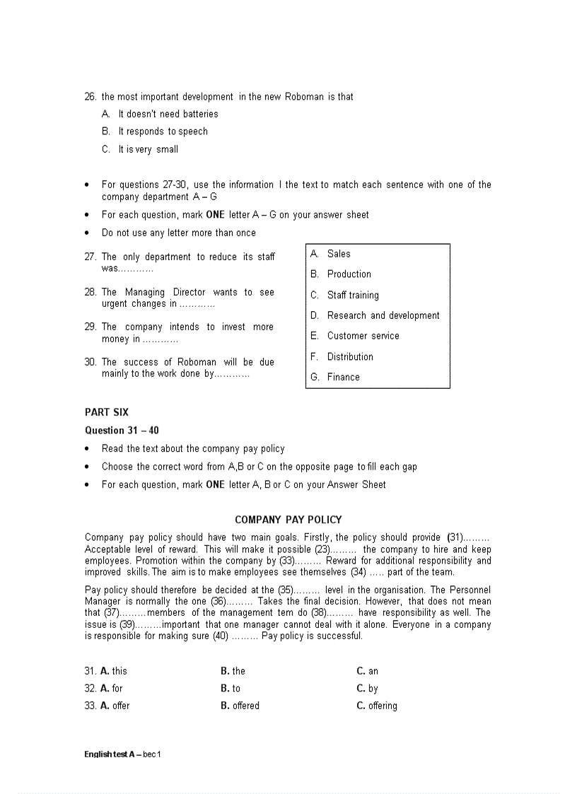 image for page Đề thi Anh A FPT