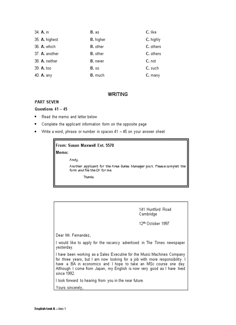 image for page Đề thi Anh A FPT