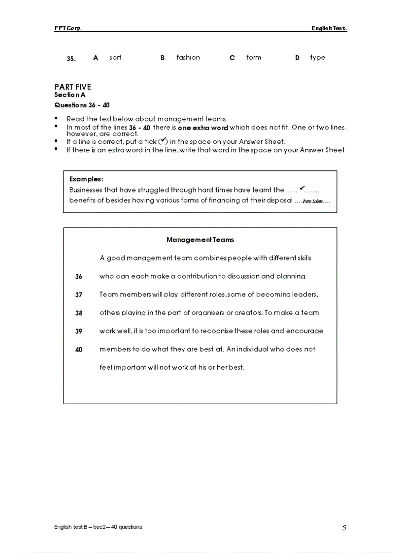 image for page Đề thi Anh B 4 FPT