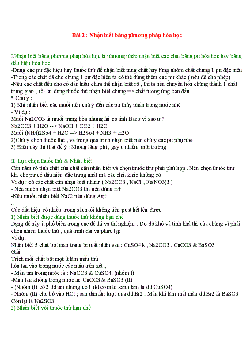 image for page Nhận biết bằng phương pháp hóa học