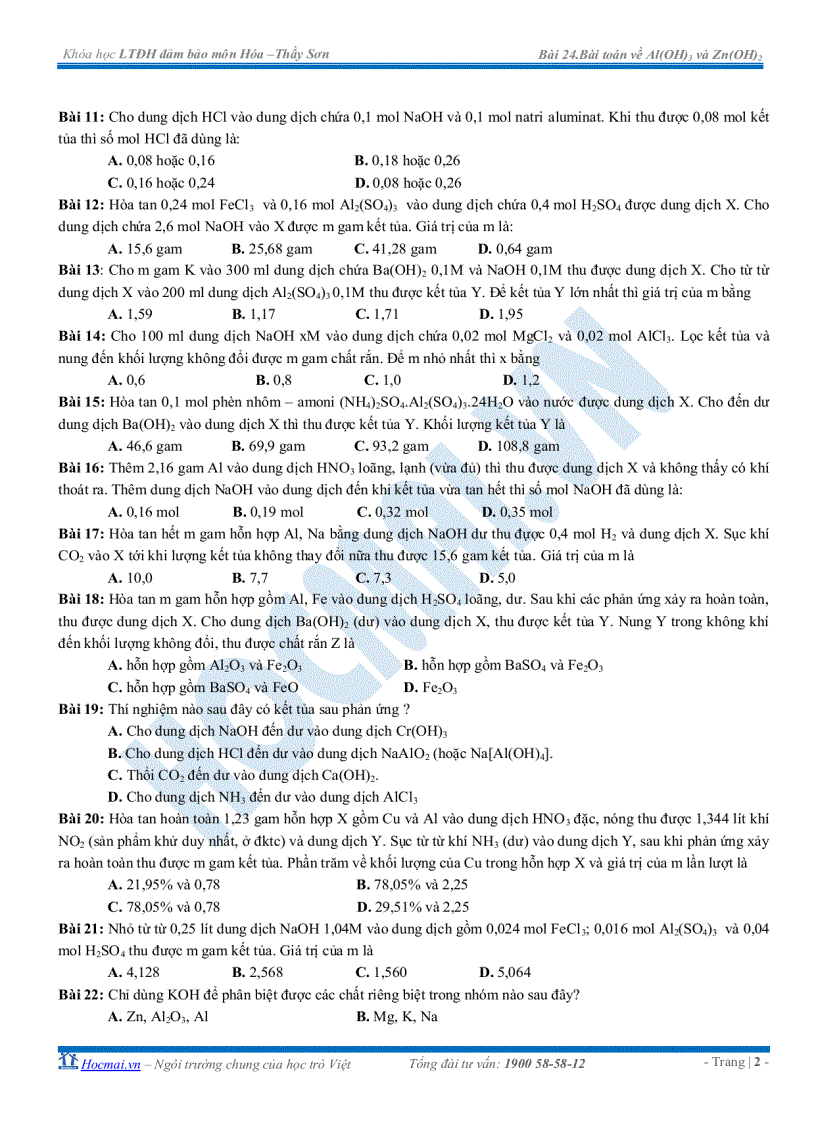 image for page BÀI TOÁN VỀ Al OH 3 VÀ Zn OH 2
