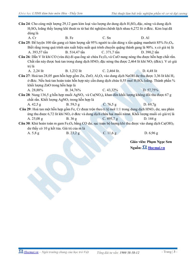 image for page Thủ thuật làm bài trắc nghiệm vô cơ và đại cương