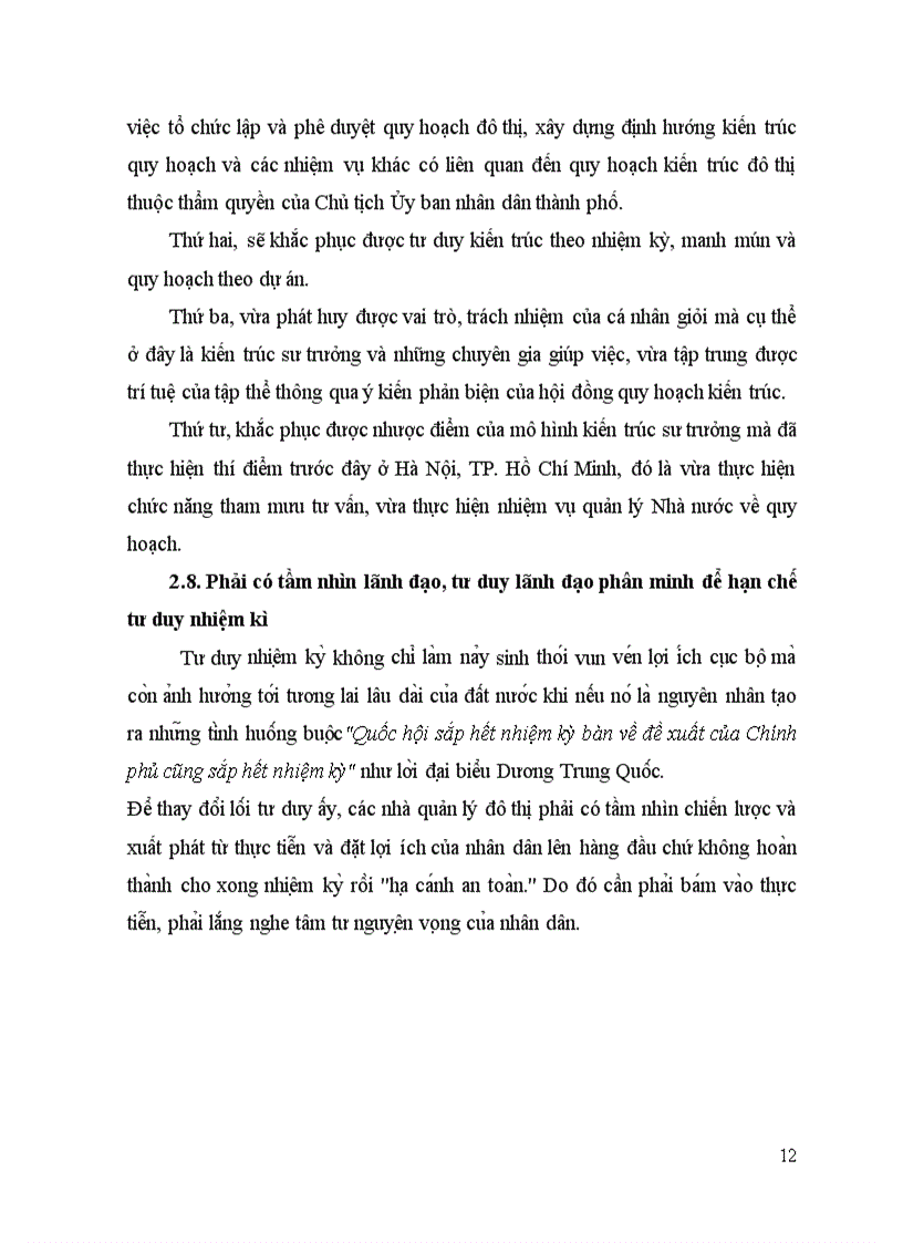 image for page Tiểu luận về vấn đề Giảm bớt ảnh hưởng của tư duy nhiệm kì trong quy hoạch và quản lý đô thị