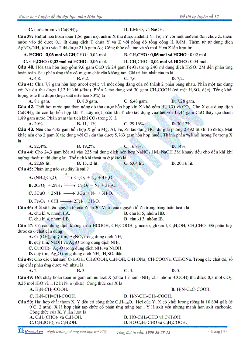 image for page Đề tự luyện thi đại học số 17