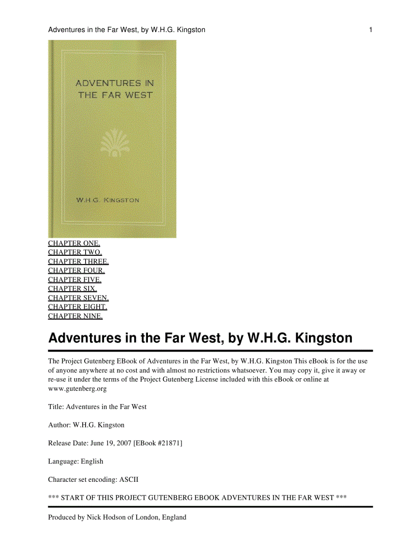 image for page Adventures in the Far West