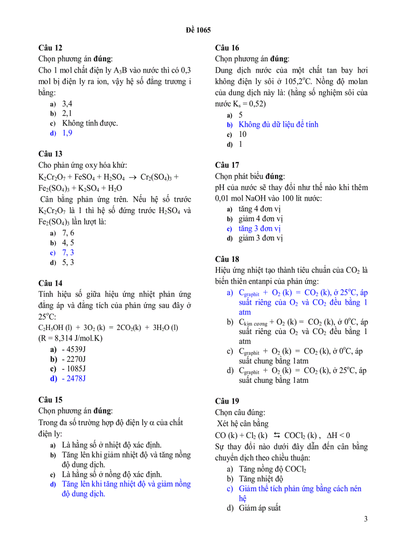 image for page Đề thi hóa đại cương b 604002 cuối học kỳ